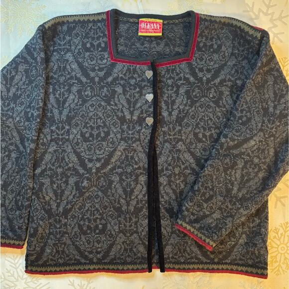 OLEANA Authentic Norwegian Luxurious Wool Cardigan High-End Nordic Knitwear SZ M - Picture 4 of 13
